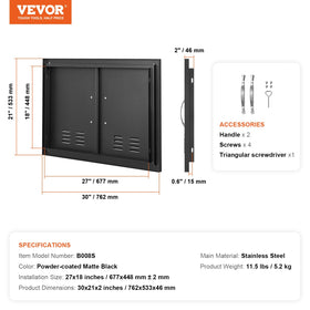 VEVOR BBQ Access Door installation template demonstrates easy wall mounting with CAD aligned perforations.