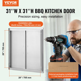 VEVOR BBQ Access Door mounted on wall showing flush mount profile