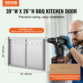 VEVOR BBQ Access Door interior frame emphasizes durable thickened border for weather resistance.