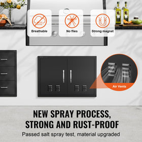 VEVOR BBQ Access Door internal frame highlights durability with a seamless, rust-resistant matte finish.