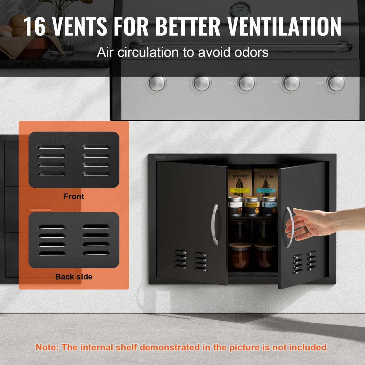 VEVOR BBQ Access Door reversible design image illustrates flexible installation for left or right door openings.