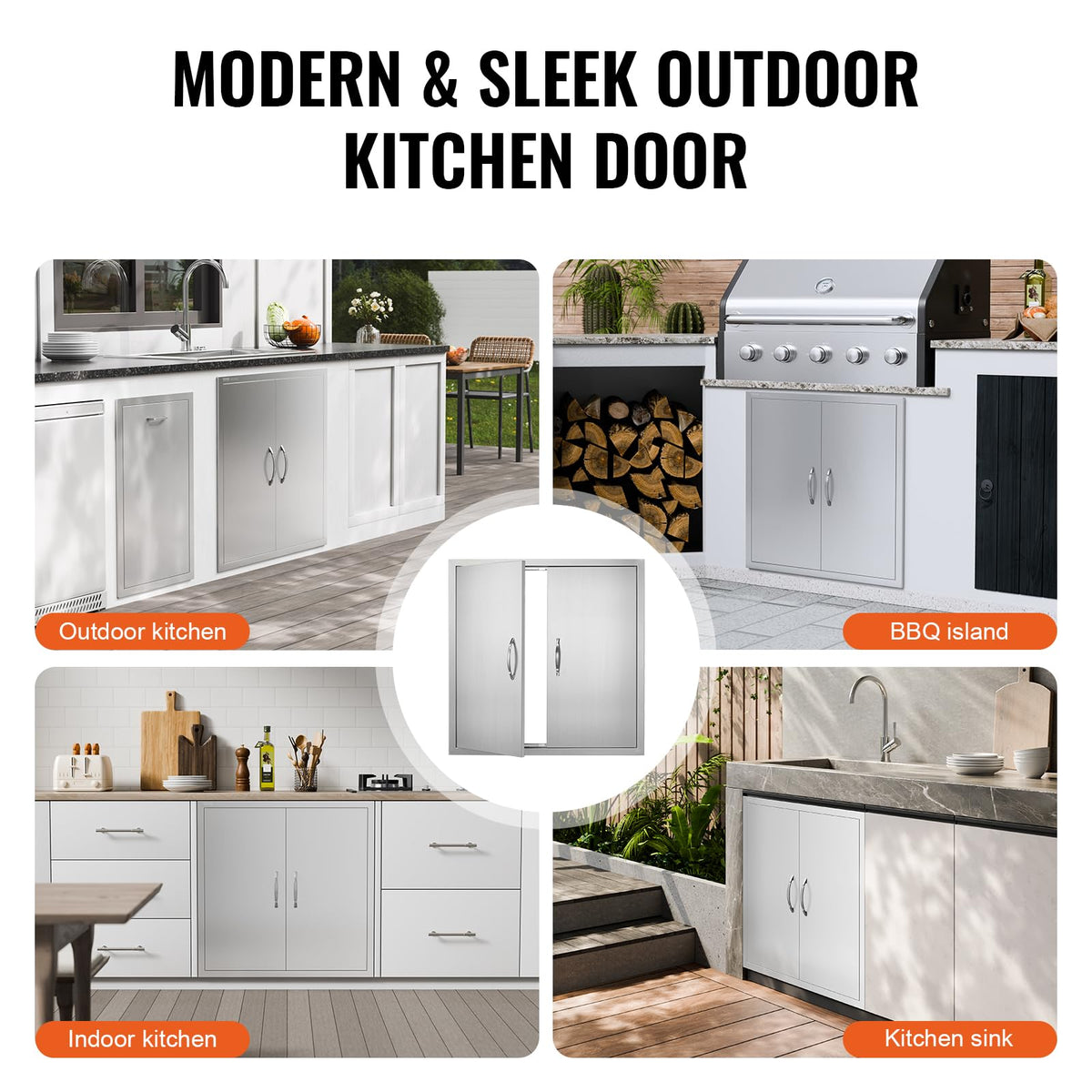 VEVOR BBQ Access Door magnet closure secures cabinet contents outdoors