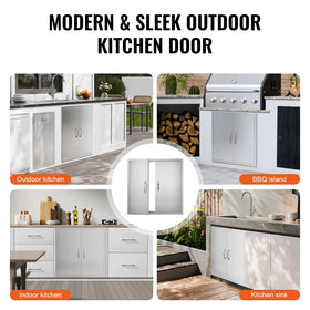 VEVOR BBQ Access Door magnet closure secures cabinet contents outdoors