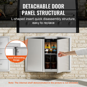VEVOR BBQ access door magnetic closures keep the cabinet securely closed.