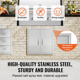 VEVOR BBQ access door with magnetic closures ensuring secure cabinet sealing.