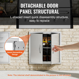 VEVOR BBQ access door reversible hinges for flexible installation.