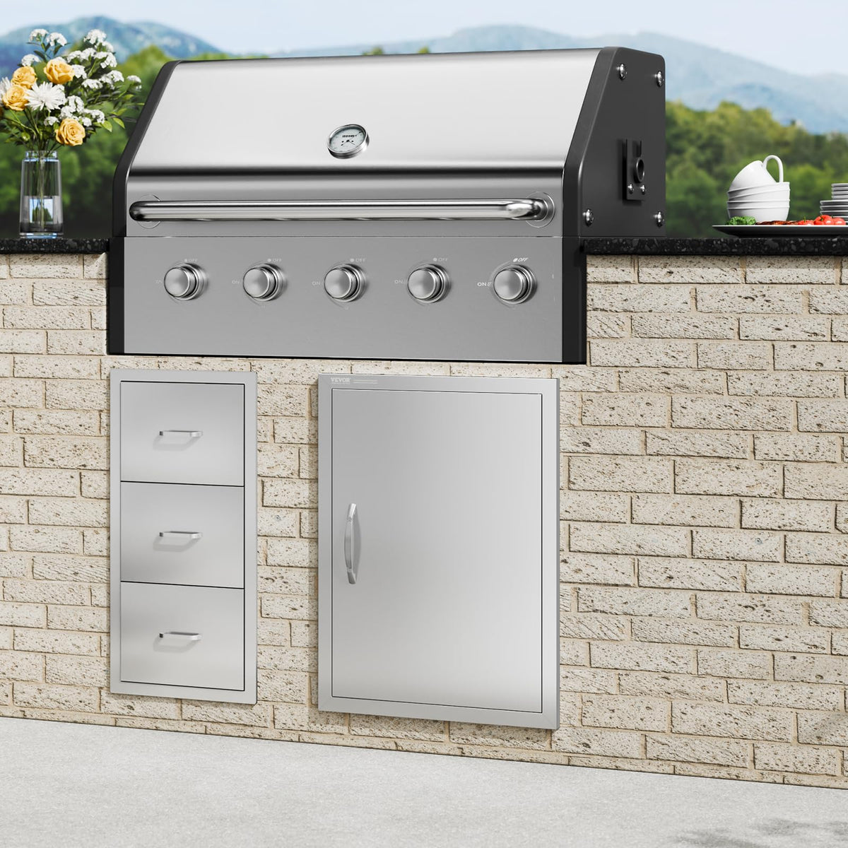 VEVOR BBQ Access Door U-shaped panel boosts rigidity and durability