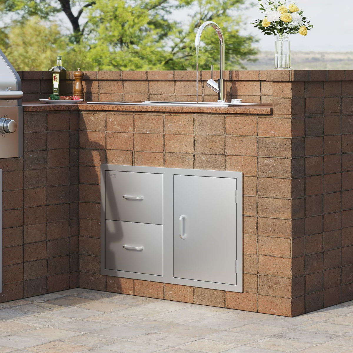 VEVOR versatile outdoor island storage setup for utensils and tools