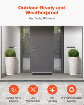 VEVOR beige striped round planter enhances balcony style and outdoor organizing.