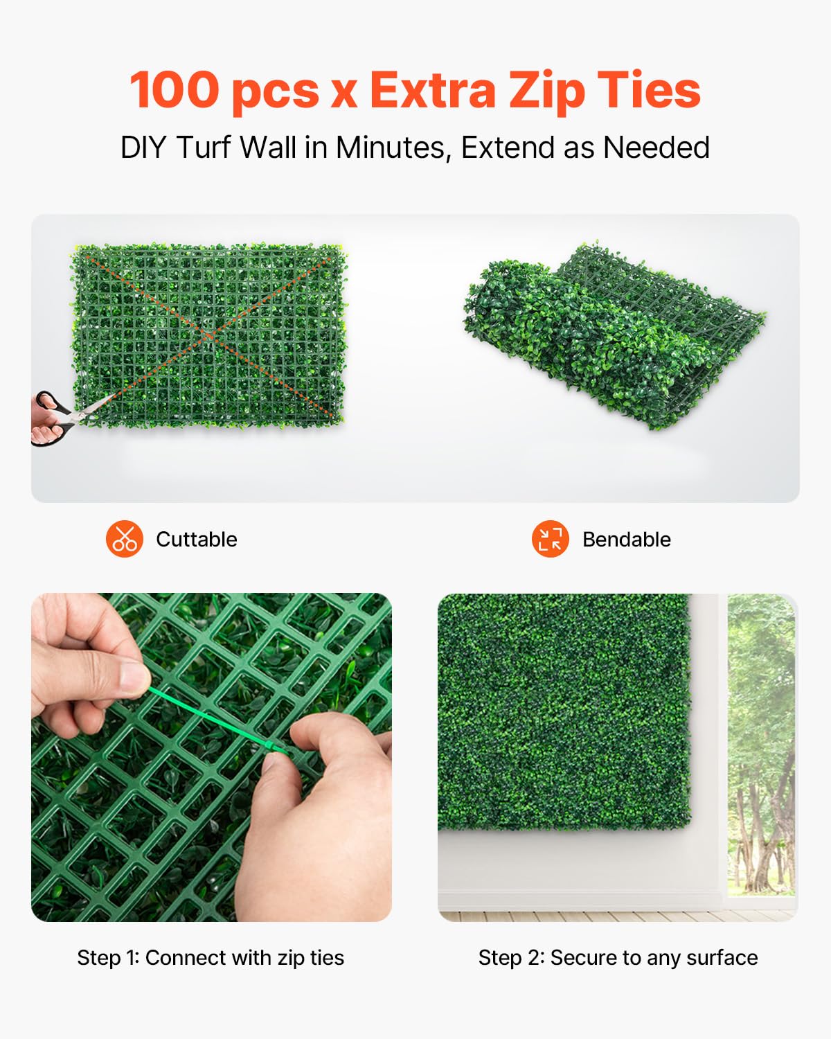 VEVOR boxwood hedge wall outdoor panel showcases durable material for long-lasting garden accents.