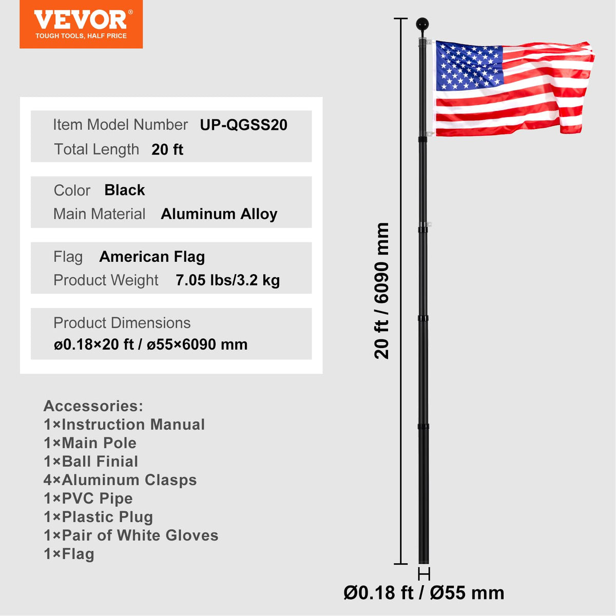 VEVOR brass grommets enable quick flag attachment during setup.