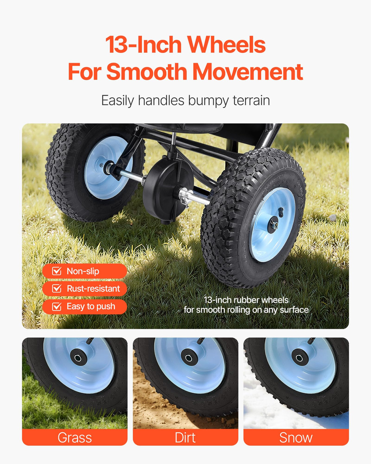 VEVOR spreader ships with preinstalled components for fast setup