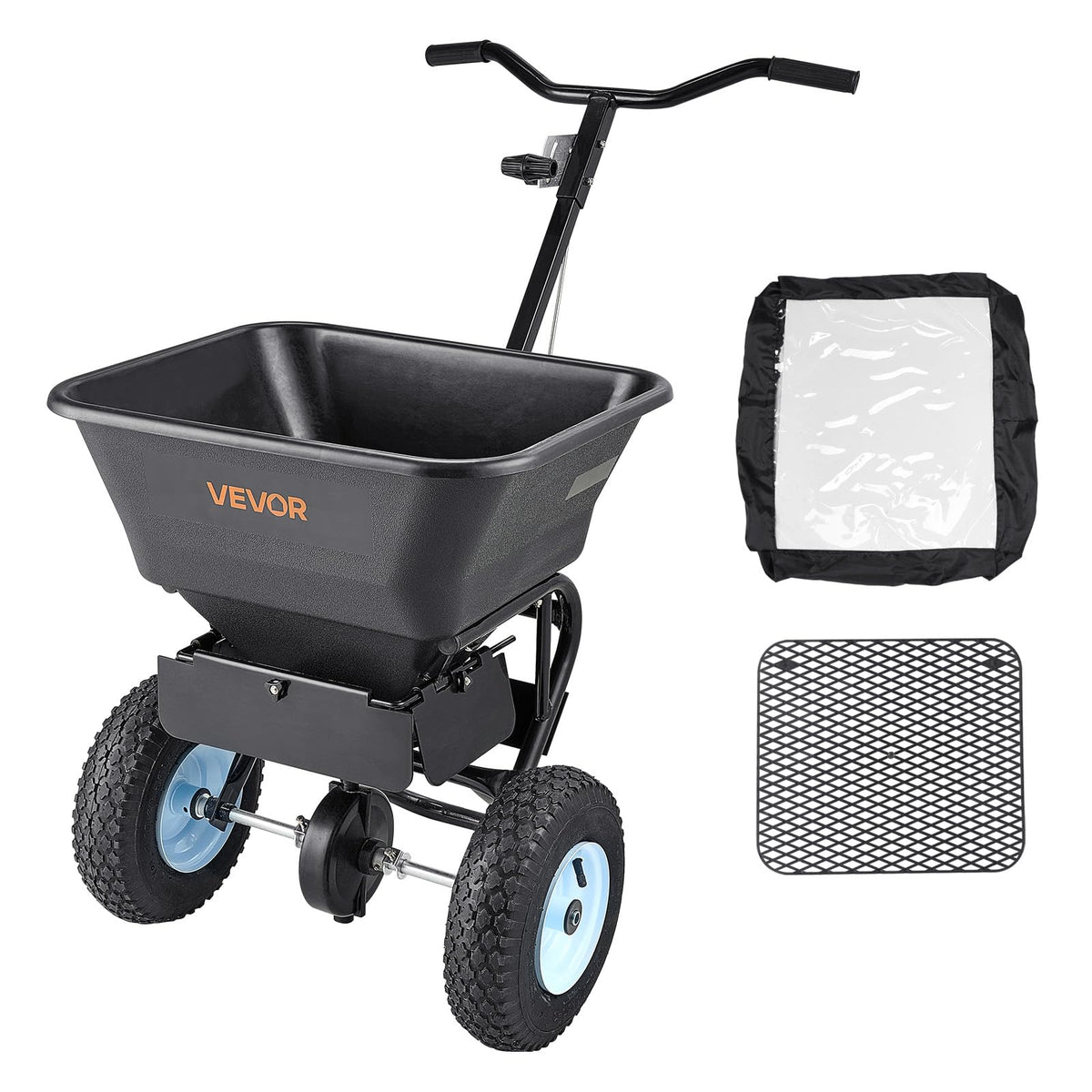VEVOR spreader uses a sealed gearbox for smooth, low-maintenance operation