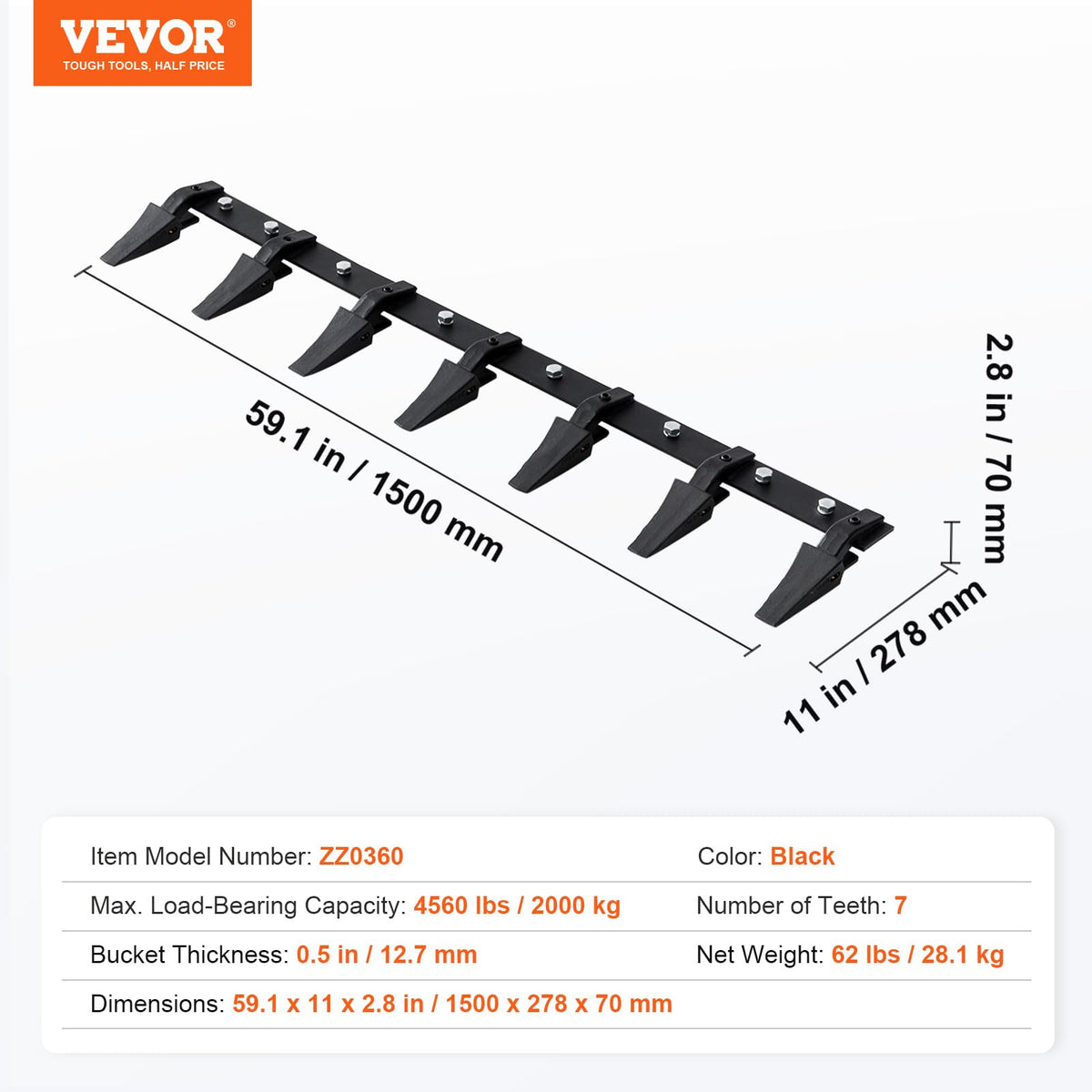 VEVOR bucket tooth bar performs well in loose soil excavation