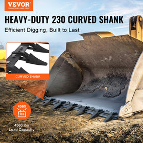 VEVOR bucket tooth bar 60inch side view showing curved shank