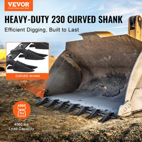 VEVOR bucket tooth bar curved shank shows installation-ready design