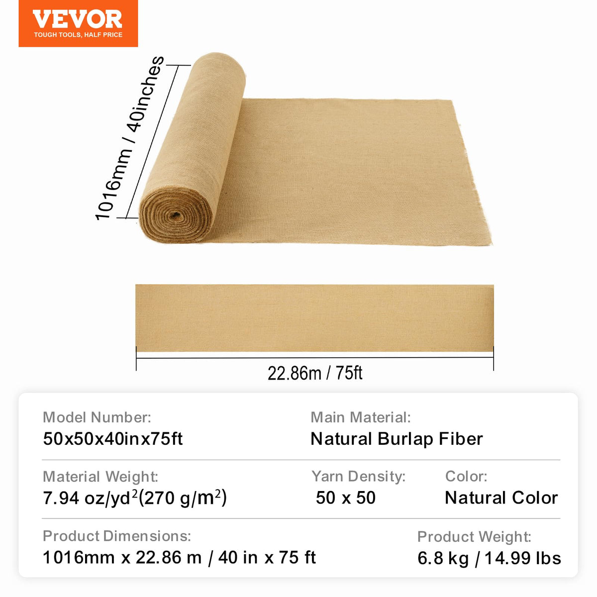 VEVOR burlap landscape fabric provides breathable ground protection