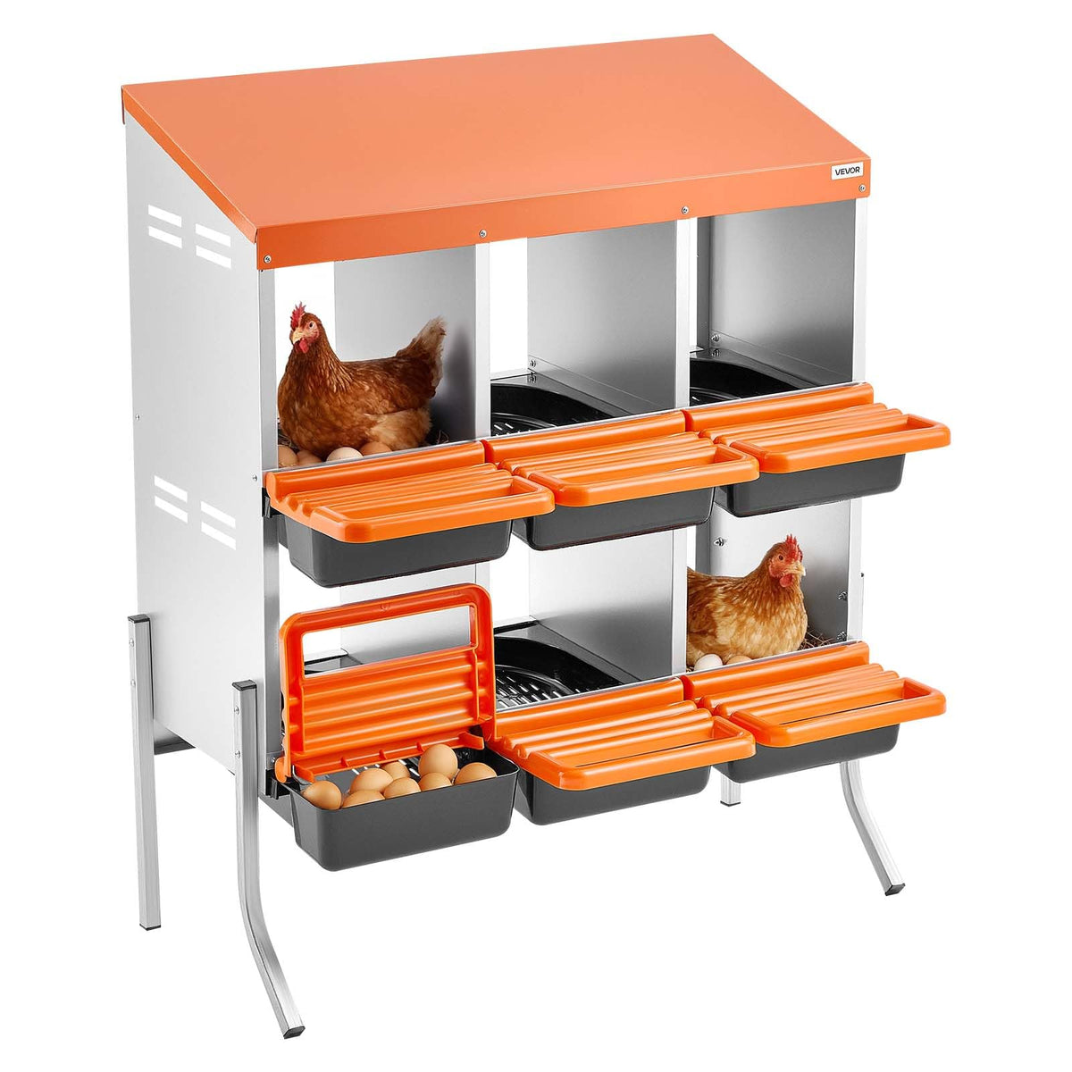 VEVOR chicken nesting box 6-compartments for organized egg laying
