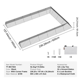 VEVOR ground stakes anchoring the run securely outdoors
