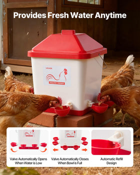 VEVOR waterer mounted in coop offers flexible indoor placement.