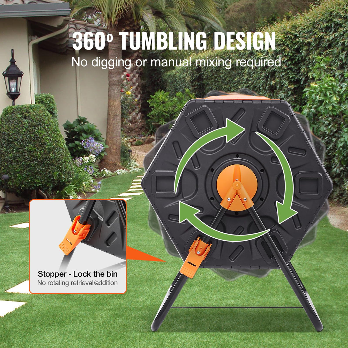 VEVOR durable metal frame supports BPA-free PP body for long-lasting outdoor use