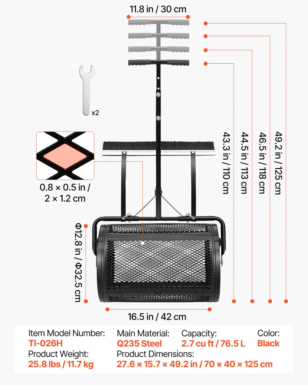 VEVOR four height settings accommodate different user heights