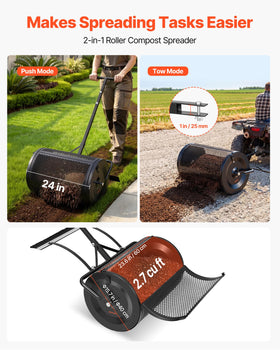 VEVOR compost spreader leveling brush enables consistent leveling during spreading