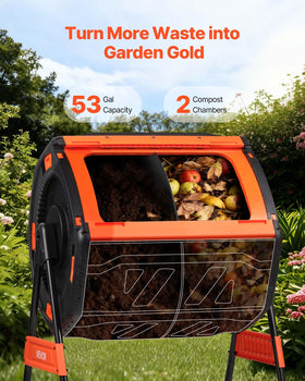 VEVOR compost tumbler sliding doors enable easy loading and unloading from outside.
