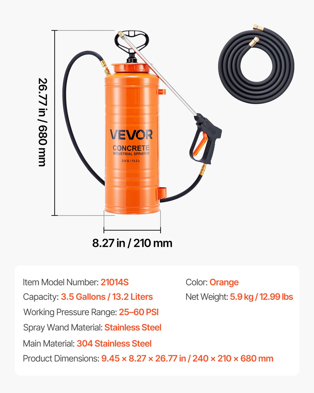 VEVOR tri-poxy tank resists rust for lasting performance.