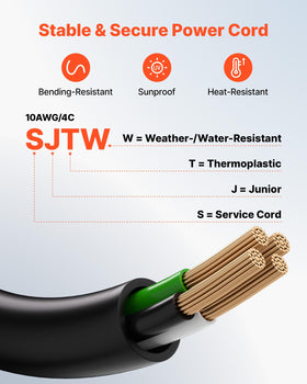 VEVOR copper-core generator cord delivers steady power with minimal loss.