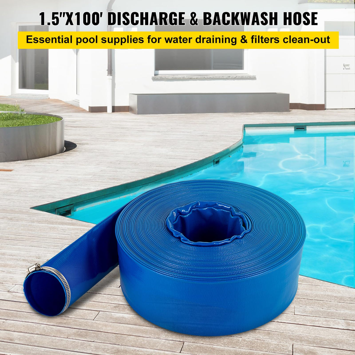 VEVOR discharge hose with included clamps for secure connections