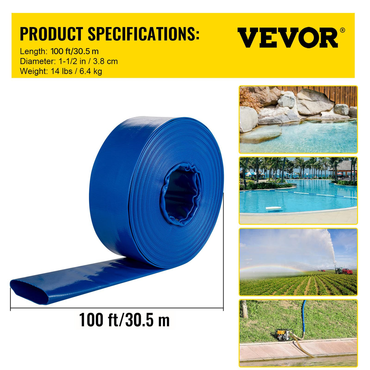 VEVOR hose versatile for pool drainage and irrigation use