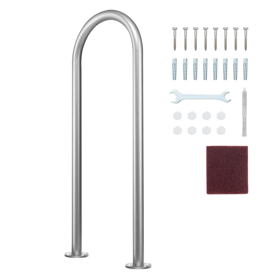 VEVOR dock boarding handrail with base plate in action on pool edge for secure entry