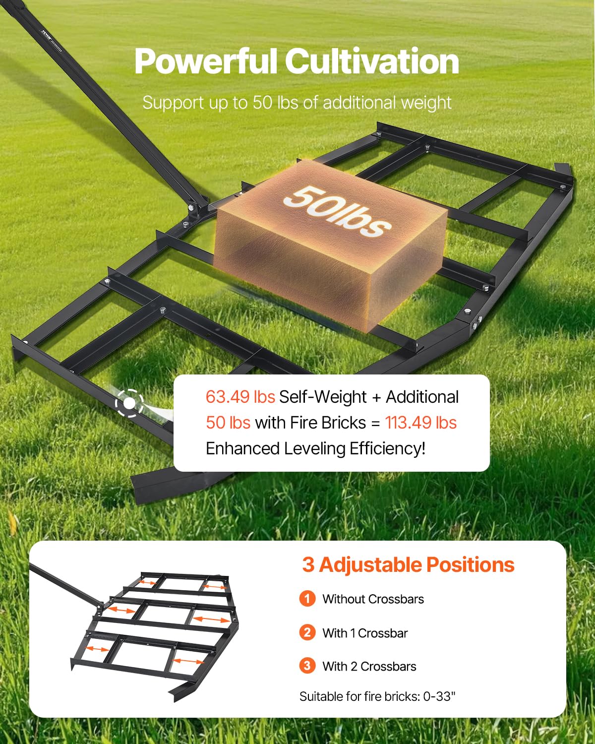 VEVOR drag harrow 50 lb capacity enables versatile material handling