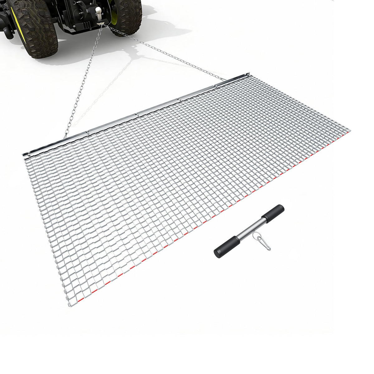 VEVOR Drag Harrow 6x3 ft side view for efficient driveway leveling on uneven gravel.