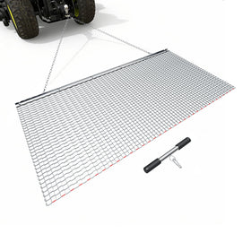 VEVOR Drag Harrow 6x3 ft side view for efficient driveway leveling on uneven gravel.