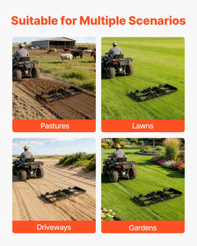 VEVOR drag harrow galvanized steel construction resists rust during year-round use