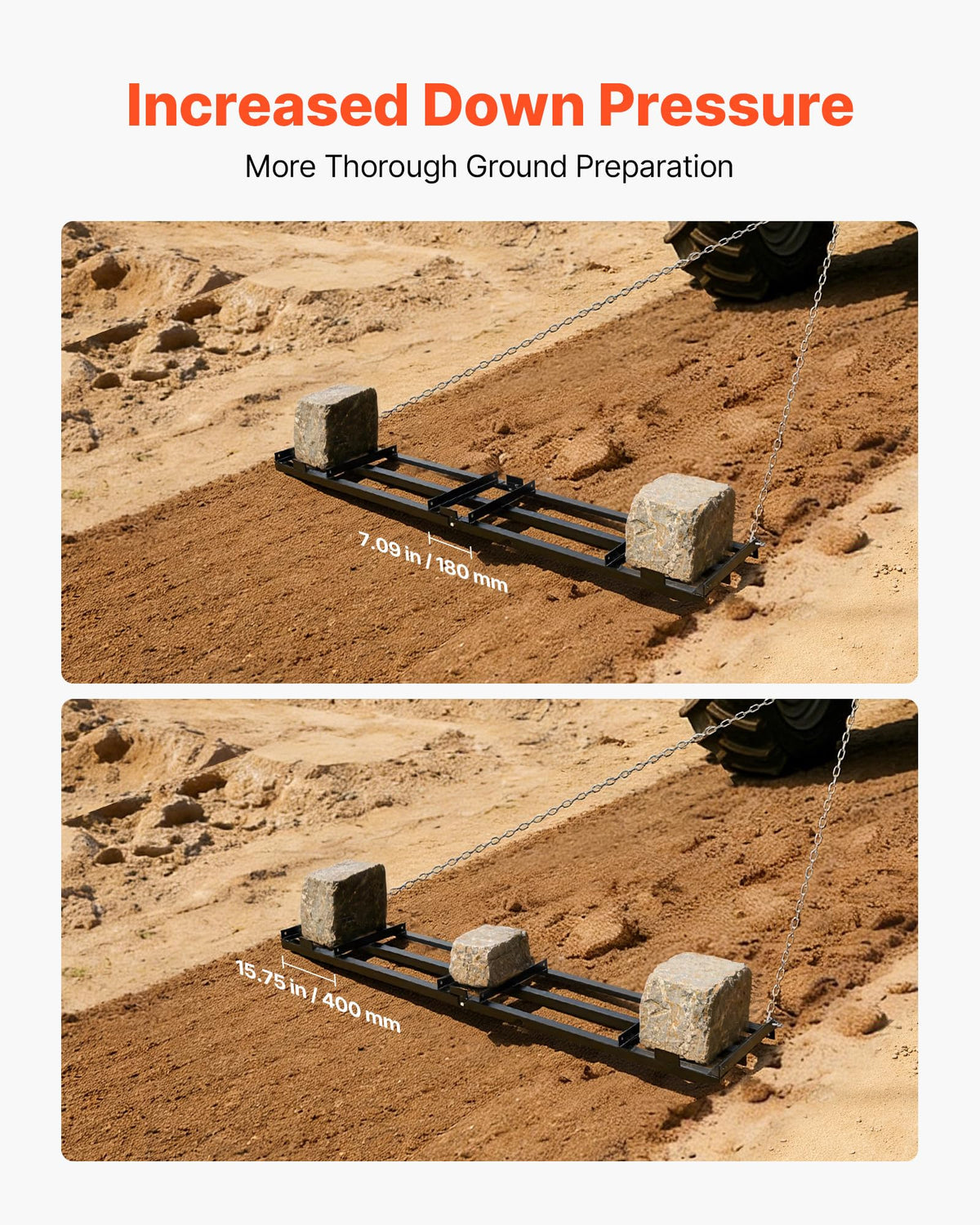 VEVOR drag harrow heavy-steel-construction delivers durability during long seasons.