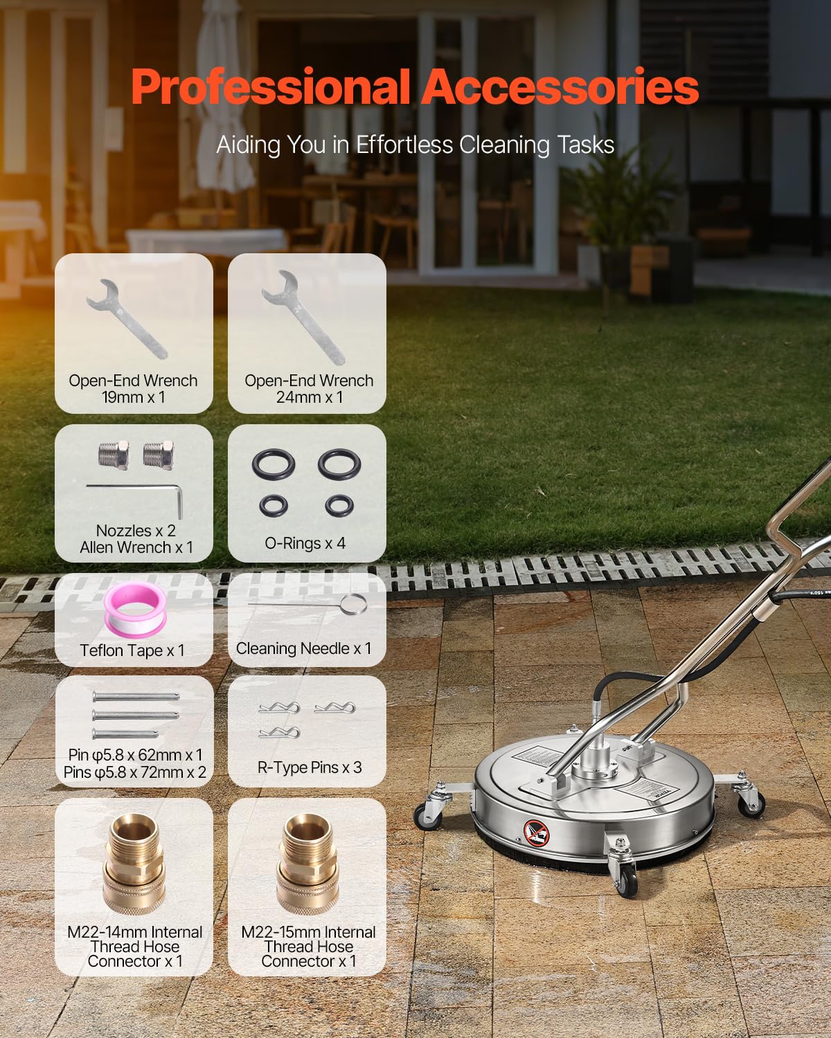 VEVOR dual-nozzle spray provides even coverage on concrete