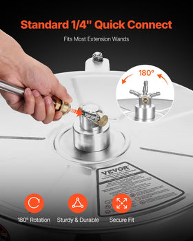 VEVOR dual rotating nozzles provide even spray coverage for thorough cleaning.