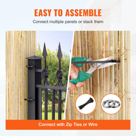 VEVOR easy-install bamboo fence quickly attaches to rails or posts.
