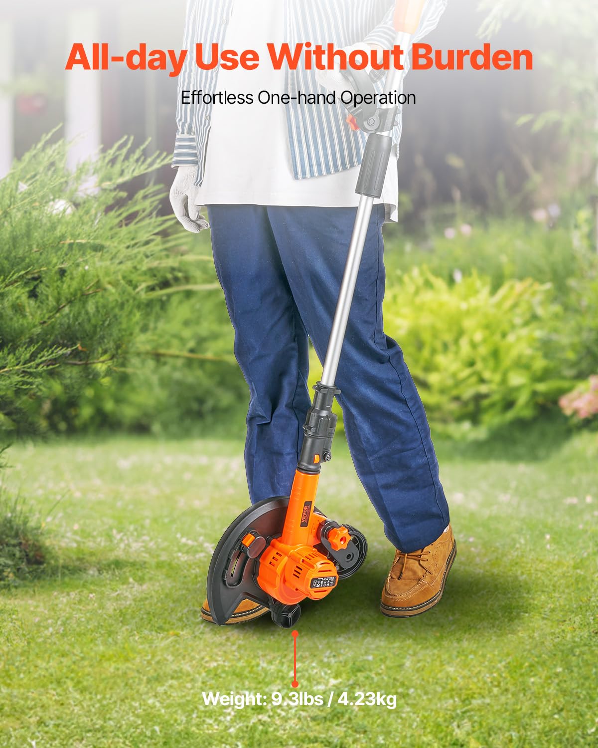 VEVOR Edger showing three-depth settings for customizable edge depth.