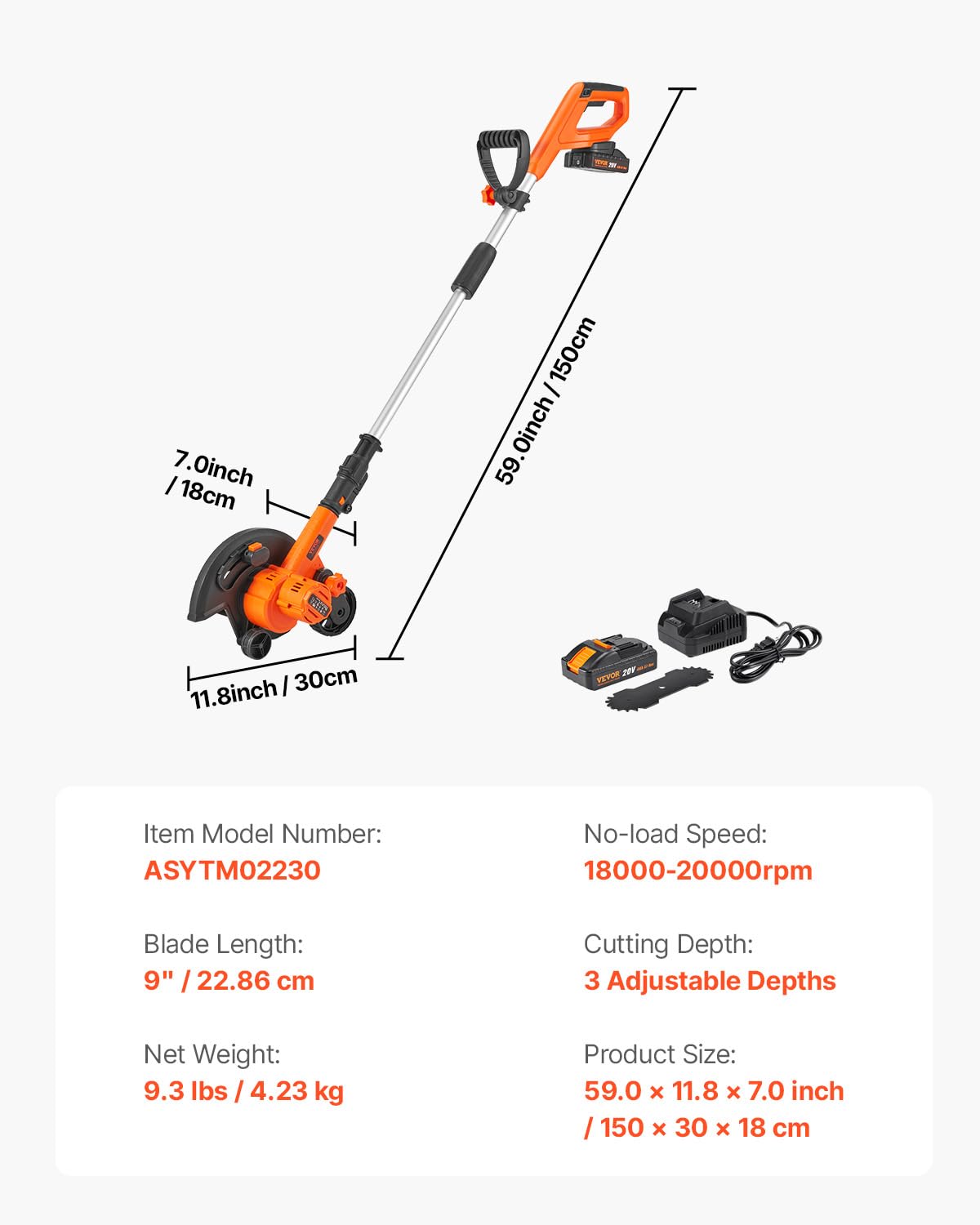 VEVOR Lightweight design at 9.3 lbs enables easy maneuvering.