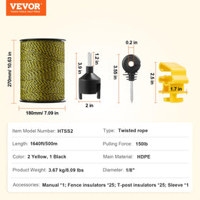 VEVOR black-yellow visible braid reduces animal collisions.
