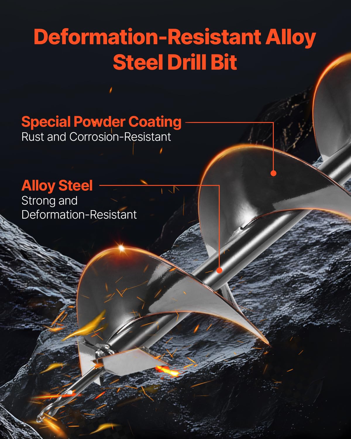VEVOR auger drills up to 36.42 inches deep for long holes