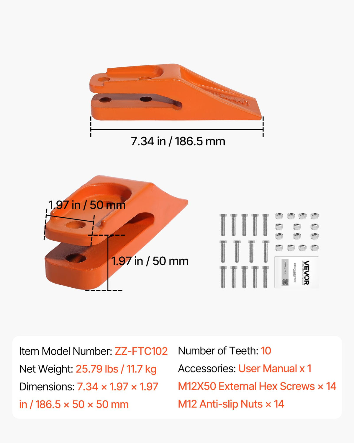 VEVOR 5/8-inch edge compatible teeth secure attachment.
