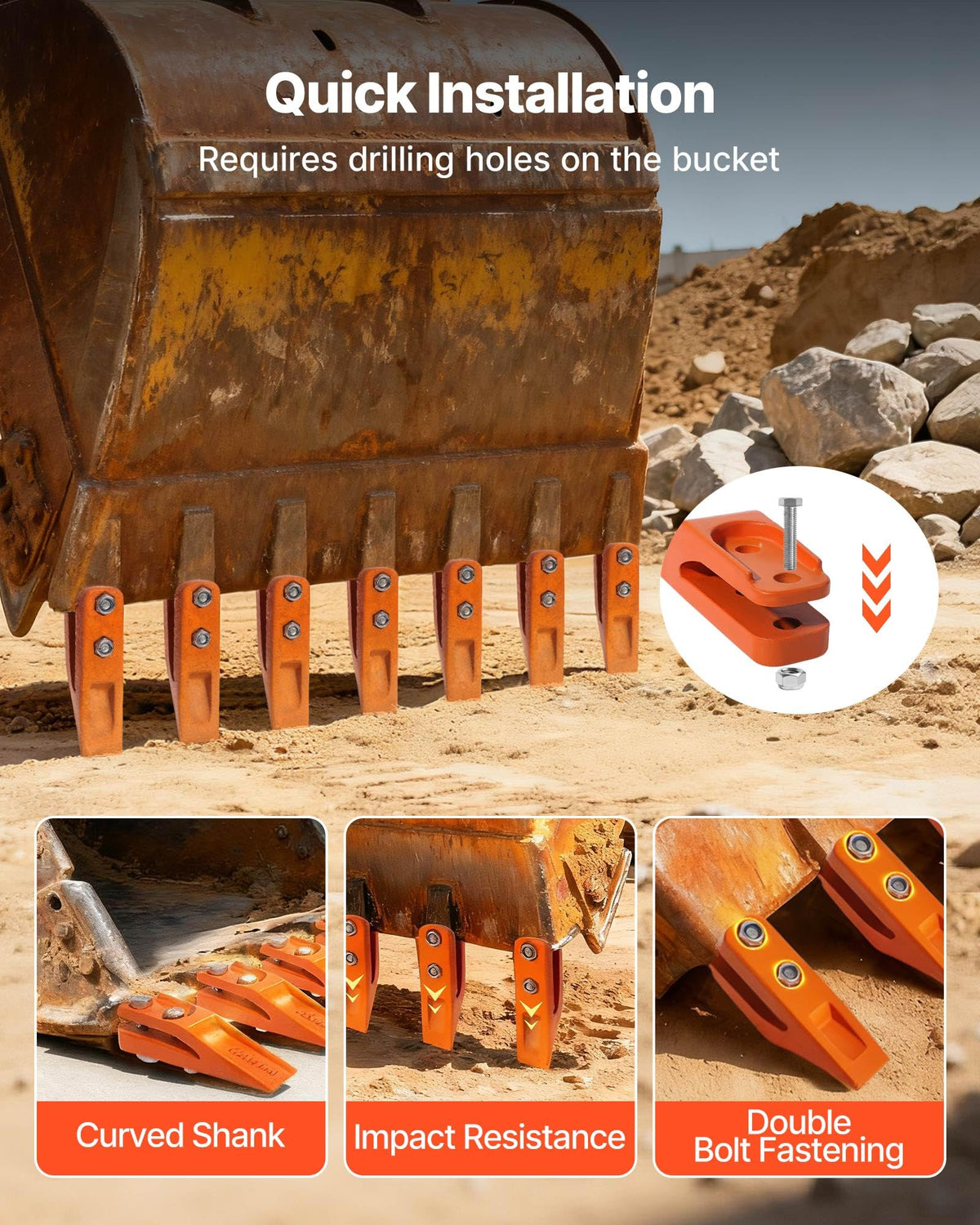 VEVOR 684447 teeth in Q235 alloy steel resist wear.