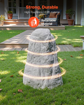 VEVOR Faux Rock Cover dimensions visible for pumps and boxes