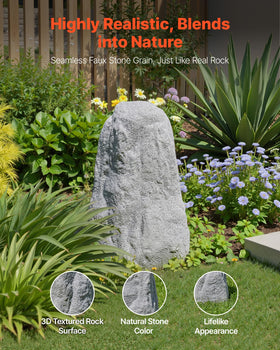 VEVOR Faux Rock Cover shows gray stone texture blending with landscape