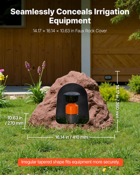 VEVOR faux rock cover conceals a well pump with natural rock appearance
